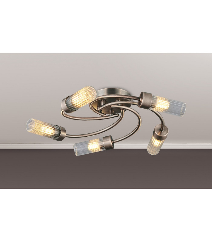 Lancaster 50.5cm Flush Ceiling 5 Light G9 IP44 Bronze/Clear Glass-3