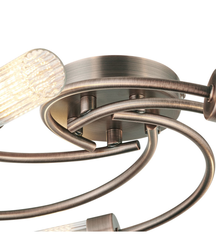 Lancaster 50.5cm Flush Ceiling 5 Light G9 IP44 Bronze/Clear Glass-5