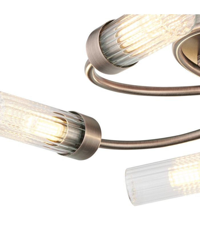 Lancaster 50.5cm Flush Ceiling 5 Light G9 IP44 Bronze/Clear Glass-6