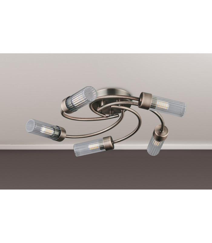 Lancaster 50.5cm Flush Ceiling 5 Light G9 IP44 Bronze/Clear Glass-8
