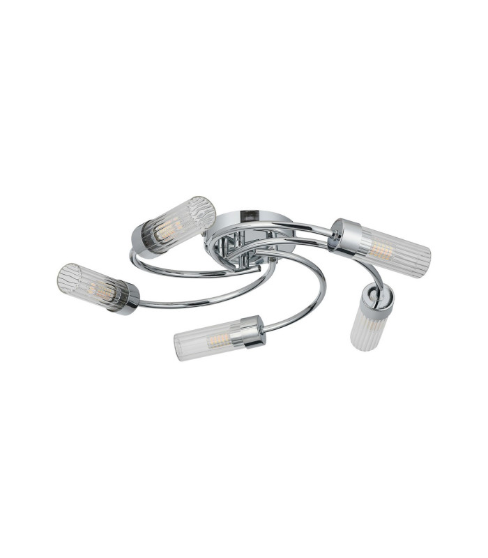 Lancaster 50.5cm Flush Ceiling 5 Light G9 IP44 Polished Chrome/Clear Glass-4