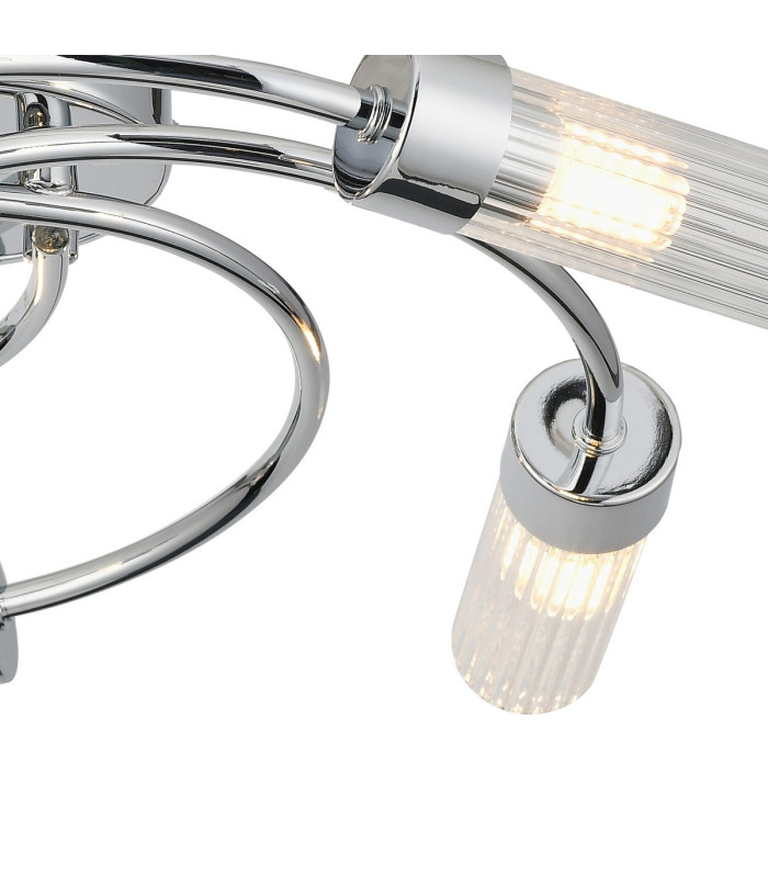 Lancaster 50.5cm Flush Ceiling 5 Light G9 IP44 Polished Chrome/Clear Glass-7