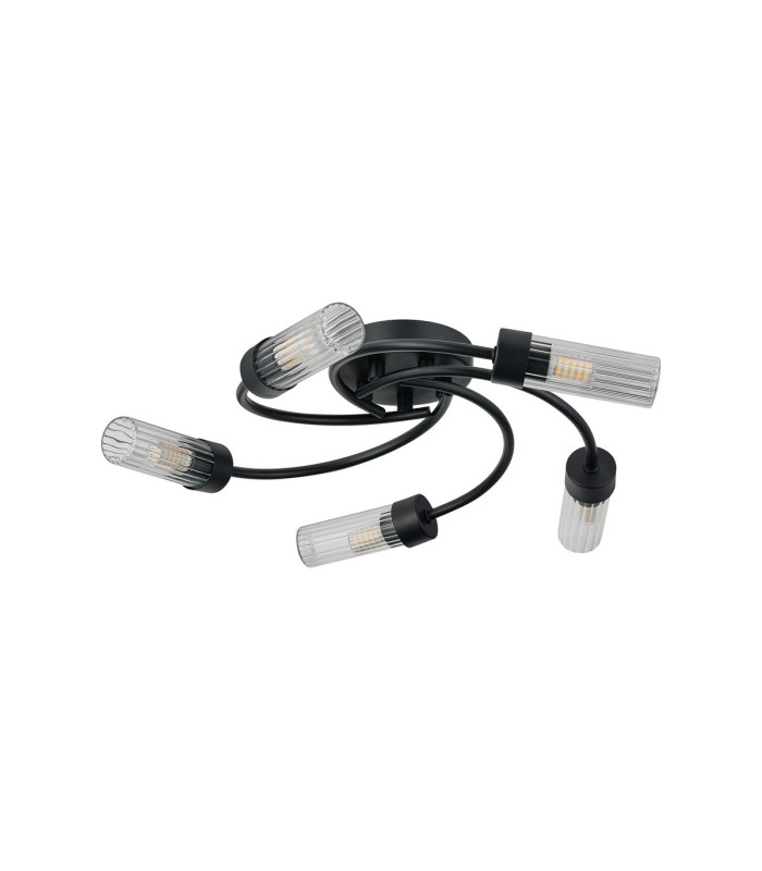 Lancaster 50.5cm Flush Ceiling 5 Light G9 IP44 Satin Black/Clear Glass-4