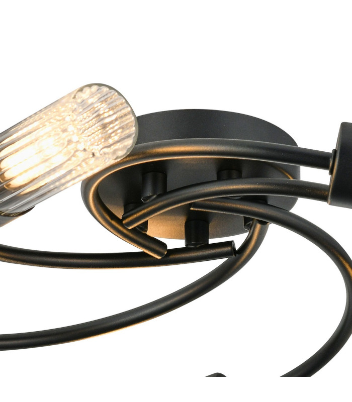Lancaster 50.5cm Flush Ceiling 5 Light G9 IP44 Satin Black/Clear Glass-5