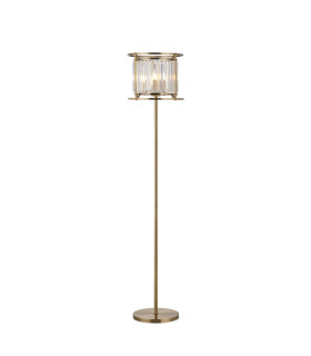 Guilford Floor Lamp 3 x E14 Antique Brass / Clear-1
