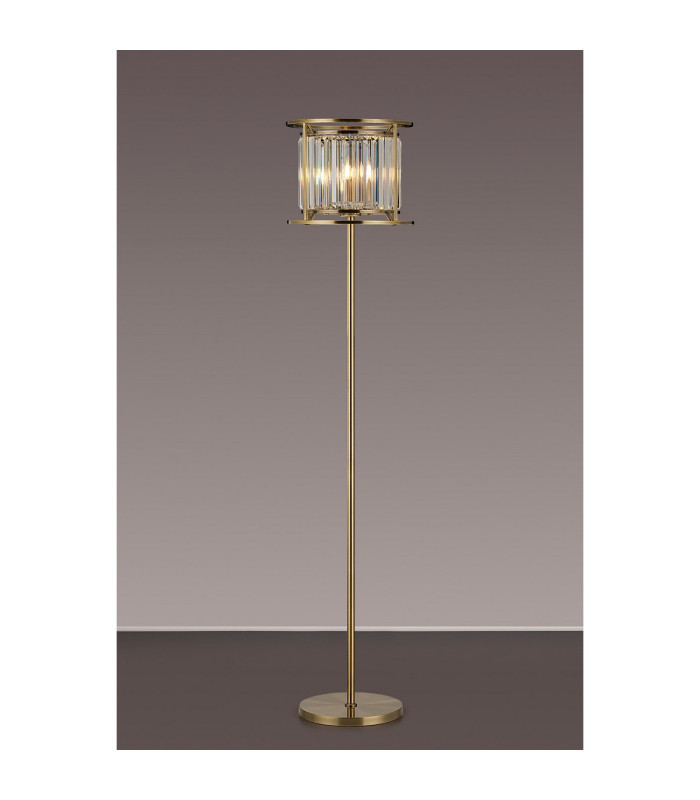 Guilford Floor Lamp 3 x E14 Antique Brass / Clear-3