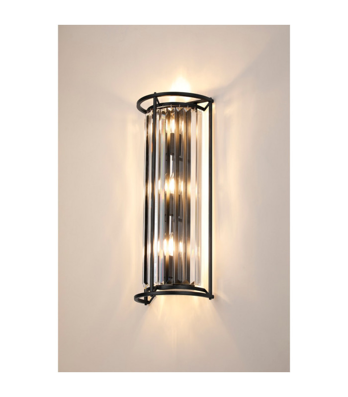 Guilford 57cm Tall Wall Lamp 3 x E14 Satin Black / Clear-3
