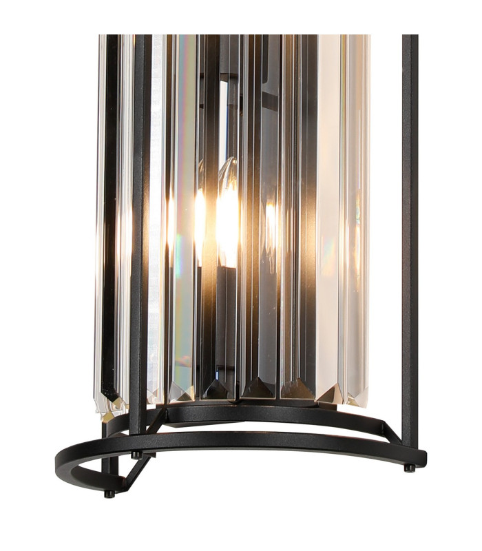 Guilford 57cm Tall Wall Lamp 3 x E14 Satin Black / Clear-6