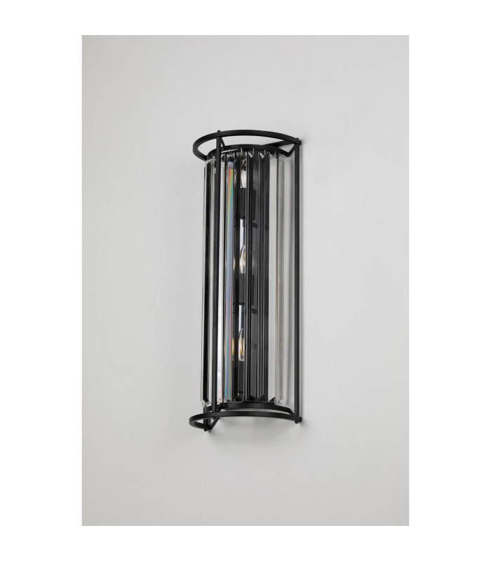 Guilford 57cm Tall Wall Lamp 3 x E14 Satin Black / Clear-7