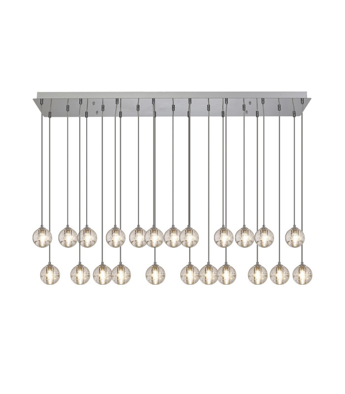 Keene 23 Light G9 Bubble Glass 2m Linear Multiple Pendant Polished Chrome / Clear Glass Item Weight: 36.8kg-1