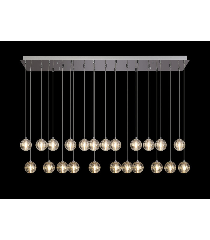 Keene 23 Light G9 Bubble Glass 2m Linear Multiple Pendant Polished Chrome / Clear Glass Item Weight: 36.8kg-3