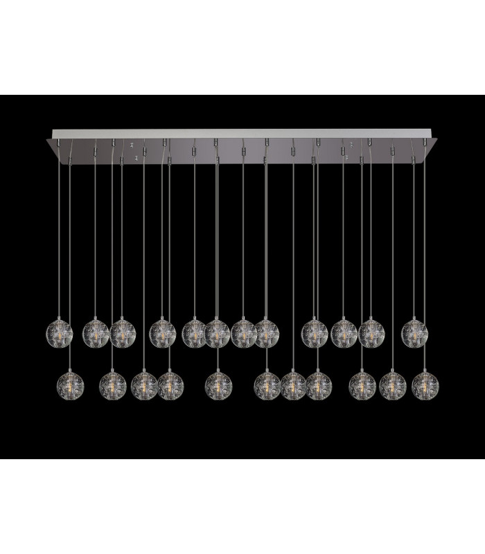 Keene 23 Light G9 Bubble Glass 2m Linear Multiple Pendant Polished Chrome / Clear Glass Item Weight: 36.8kg-11