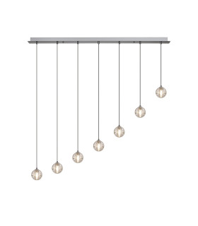 Keene 7 Light G9 Bubble Glass 1.8m Linear Multiple Pendant Polished Chrome / Clear Glass-1