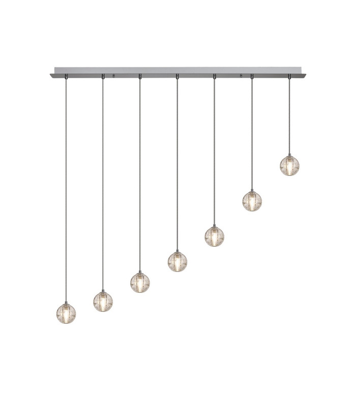Keene 7 Light G9 Bubble Glass 1.8m Linear Multiple Pendant Polished Chrome / Clear Glass-1