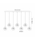 Keene 7 Light G9 Bubble Glass 1.8m Linear Multiple Pendant Polished Chrome / Clear Glass-2