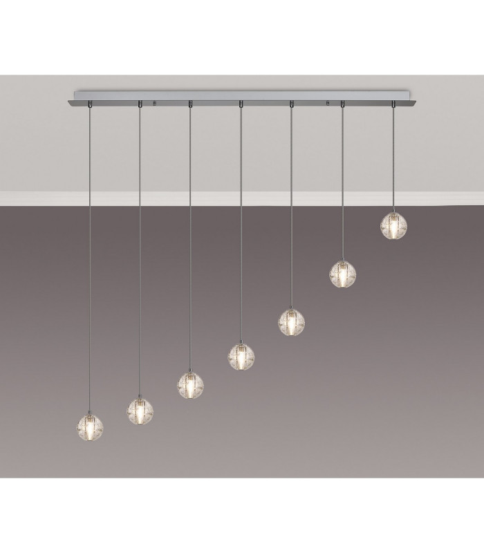Keene 7 Light G9 Bubble Glass 1.8m Linear Multiple Pendant Polished Chrome / Clear Glass-3