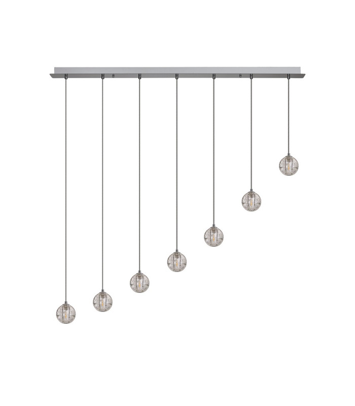 Keene 7 Light G9 Bubble Glass 1.8m Linear Multiple Pendant Polished Chrome / Clear Glass-4