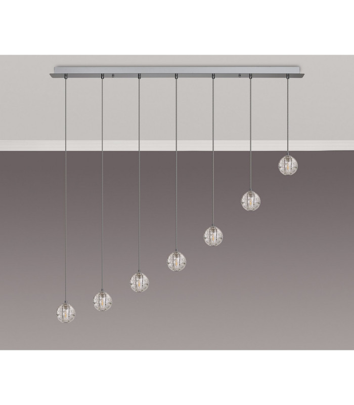 Keene 7 Light G9 Bubble Glass 1.8m Linear Multiple Pendant Polished Chrome / Clear Glass-7