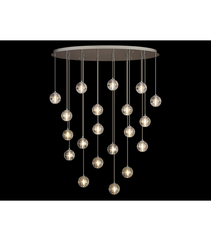 Keene 20 Light G9 Bubble Glass 10 x 3m / 4m Oval Multiple Pendant Polished Chrome / Clear Glass Item Weight: 30.5kg-3