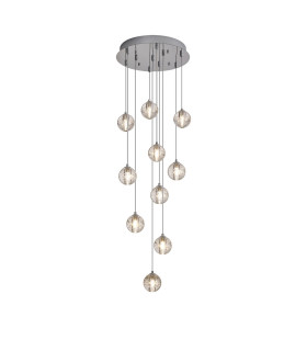 Keene 43cm 10 Light G9 Bubble Glass 2m Round Multiple Pendant Polished Chrome / Clear Glass Item Weight: 15kg-1