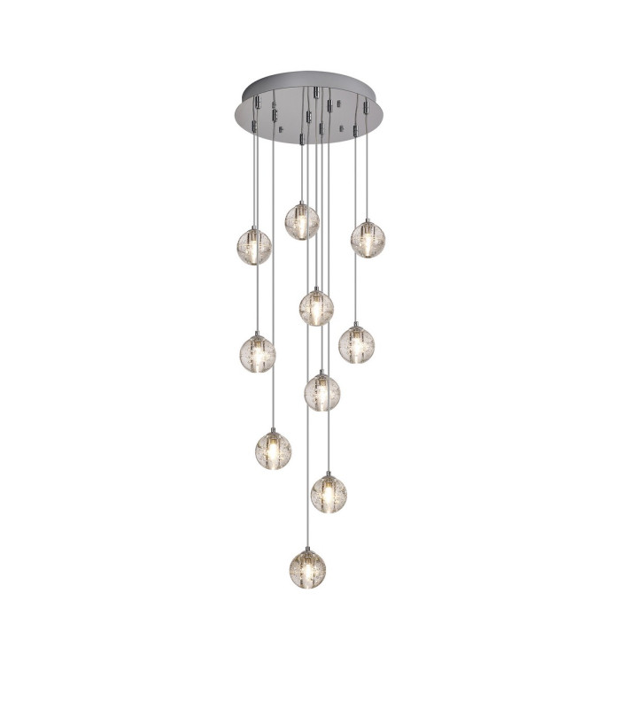 Keene 43cm 10 Light G9 Bubble Glass 2m Round Multiple Pendant Polished Chrome / Clear Glass Item Weight: 15kg-1