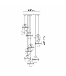 Keene 43cm 10 Light G9 Bubble Glass 2m Round Multiple Pendant Polished Chrome / Clear Glass Item Weight: 15kg-2