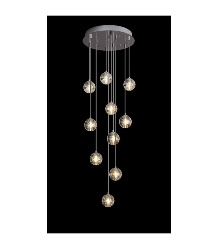 Keene 43cm 10 Light G9 Bubble Glass 2m Round Multiple Pendant Polished Chrome / Clear Glass Item Weight: 15kg-3