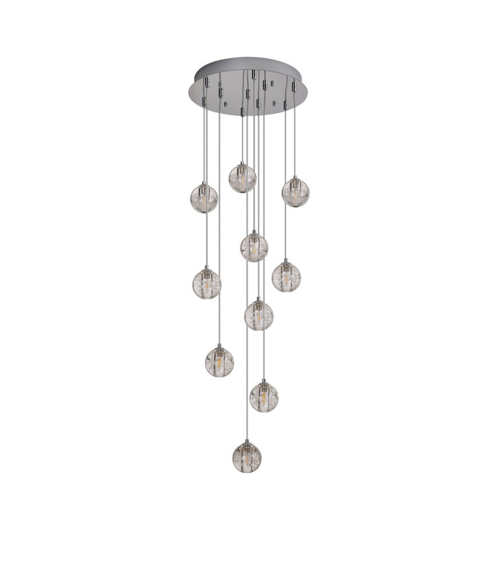 Keene 43cm 10 Light G9 Bubble Glass 2m Round Multiple Pendant Polished Chrome / Clear Glass Item Weight: 15kg-4