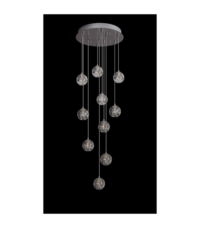 Keene 43cm 10 Light G9 Bubble Glass 2m Round Multiple Pendant Polished Chrome / Clear Glass Item Weight: 15kg-10