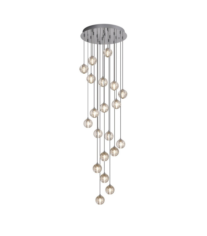 Keene 52cm 20 Light G9 Bubble Glass 10 x 3m / 4m Round Multiple Pendant Polished Chrome / Clear Glass Item Weight: 30.19kg-1