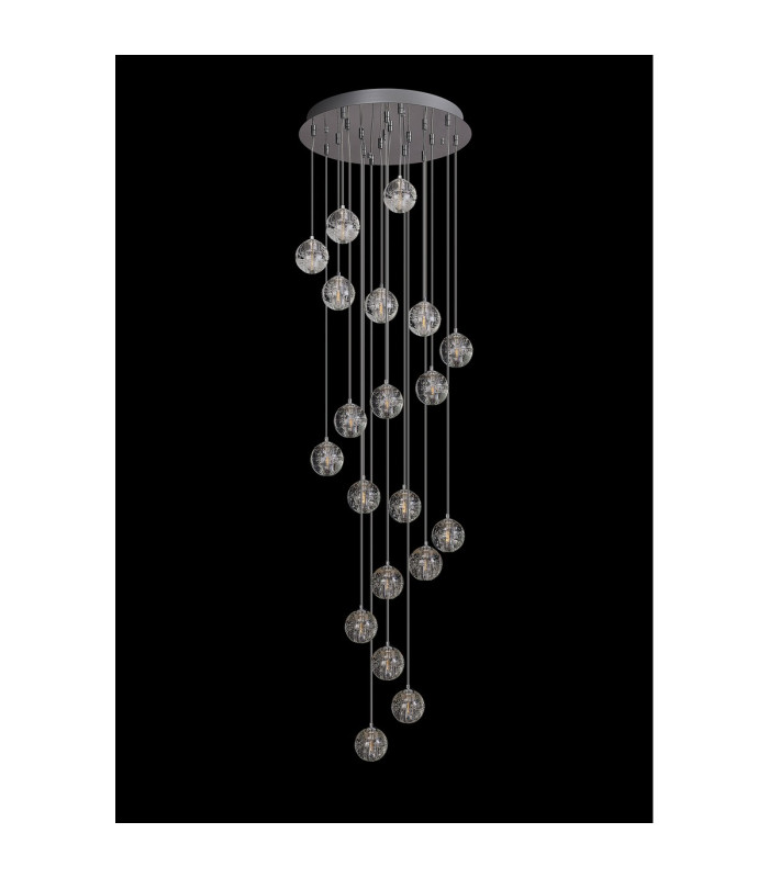 Keene 52cm 20 Light G9 Bubble Glass 10 x 3m / 4m Round Multiple Pendant Polished Chrome / Clear Glass Item Weight: 30.19kg-9