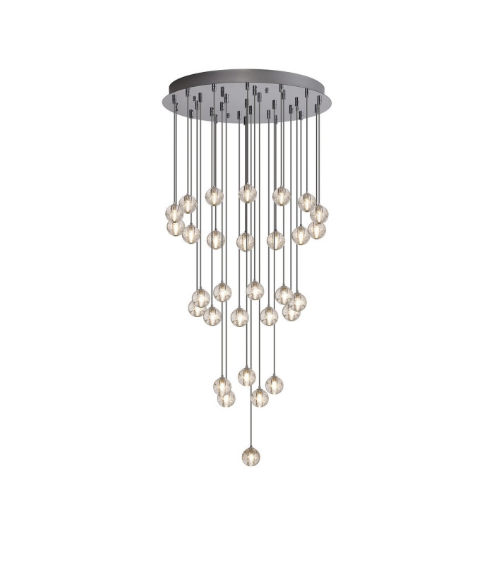 Keene 62cm 30 Light G9 Bubble Glass 10 x 3m / 4m / 5m Round Multiple Pendant Polished Chrome / Clear Glass Item-1