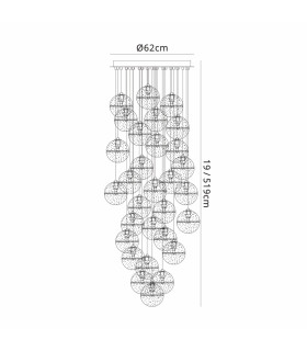 Keene 62cm 30 Light G9 Bubble Glass 10 x 3m / 4m / 5m Round Multiple Pendant Polished Chrome / Clear Glass Item-2