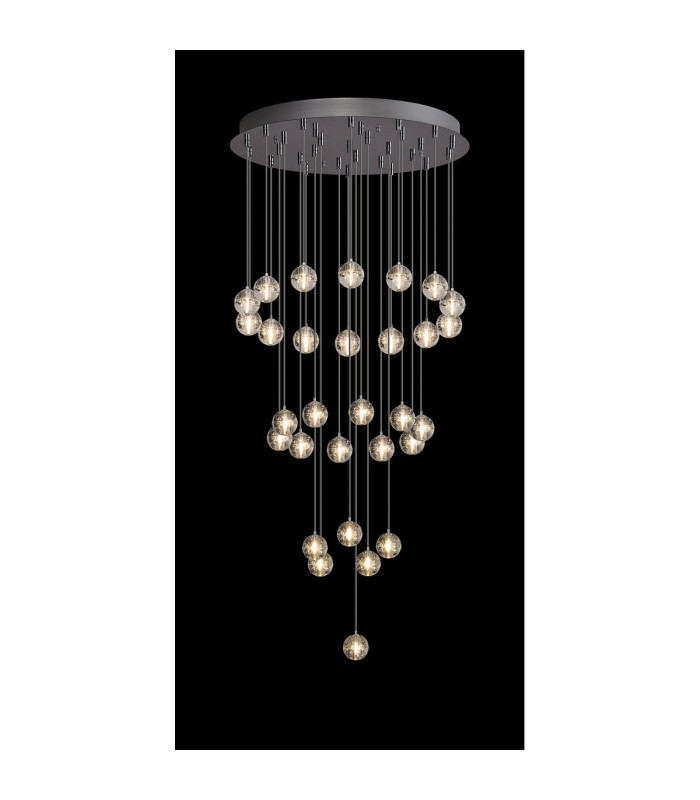 Keene 62cm 30 Light G9 Bubble Glass 10 x 3m / 4m / 5m Round Multiple Pendant Polished Chrome / Clear Glass Item-3