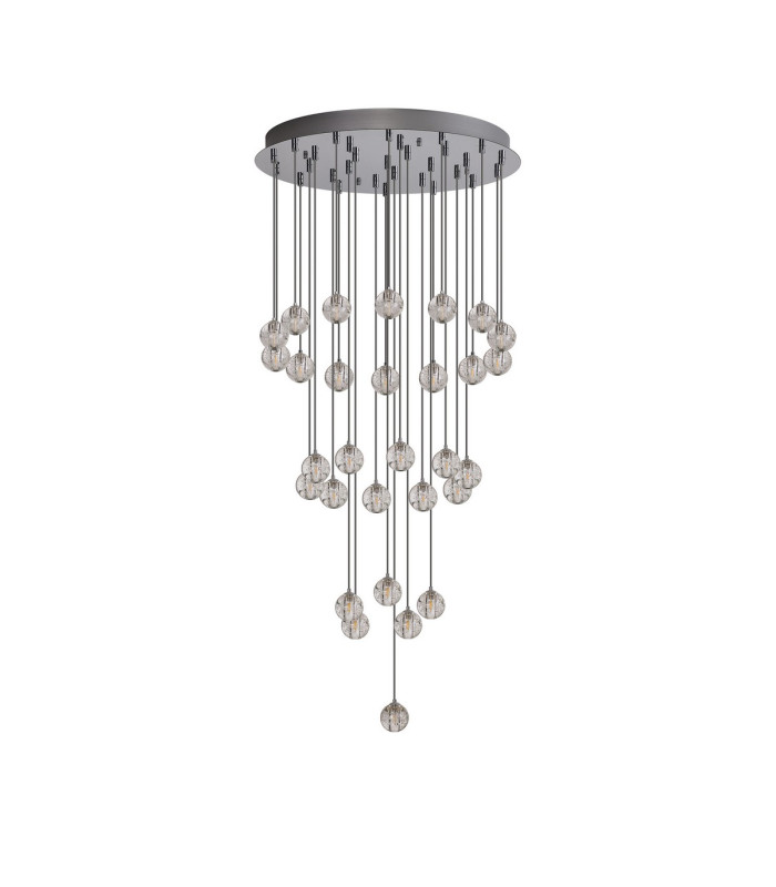 Keene 62cm 30 Light G9 Bubble Glass 10 x 3m / 4m / 5m Round Multiple Pendant Polished Chrome / Clear Glass Item-4