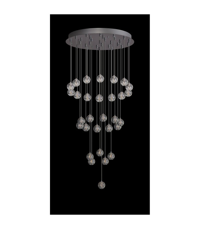 Keene 62cm 30 Light G9 Bubble Glass 10 x 3m / 4m / 5m Round Multiple Pendant Polished Chrome / Clear Glass Item-10