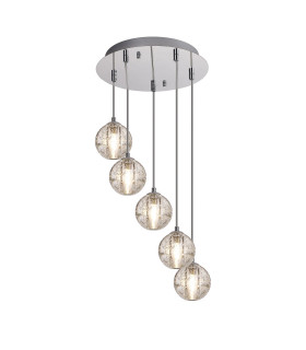 Keene 32cm 5 Light G9 Bubble Glass 2m Round Multiple Pendant Polished Chrome / Clear Glass-1