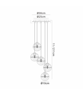 Keene 32cm 5 Light G9 Bubble Glass 2m Round Multiple Pendant Polished Chrome / Clear Glass-2