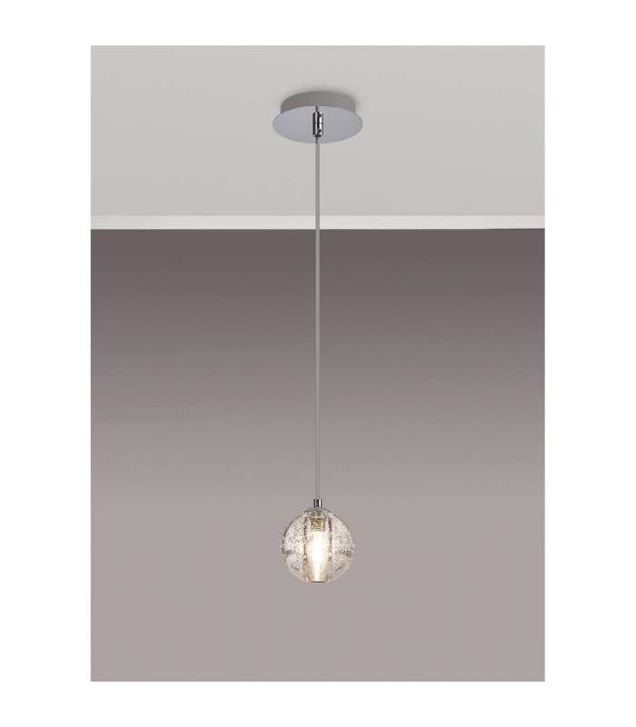 Keene 12cm 1 Light G9 Bubble Glass 2m Single Pendant Polished Chrome / Clear Glass-3