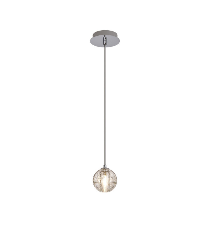 Keene 12cm 1 Light G9 Bubble Glass 2m Single Pendant Polished Chrome / Clear Glass-4