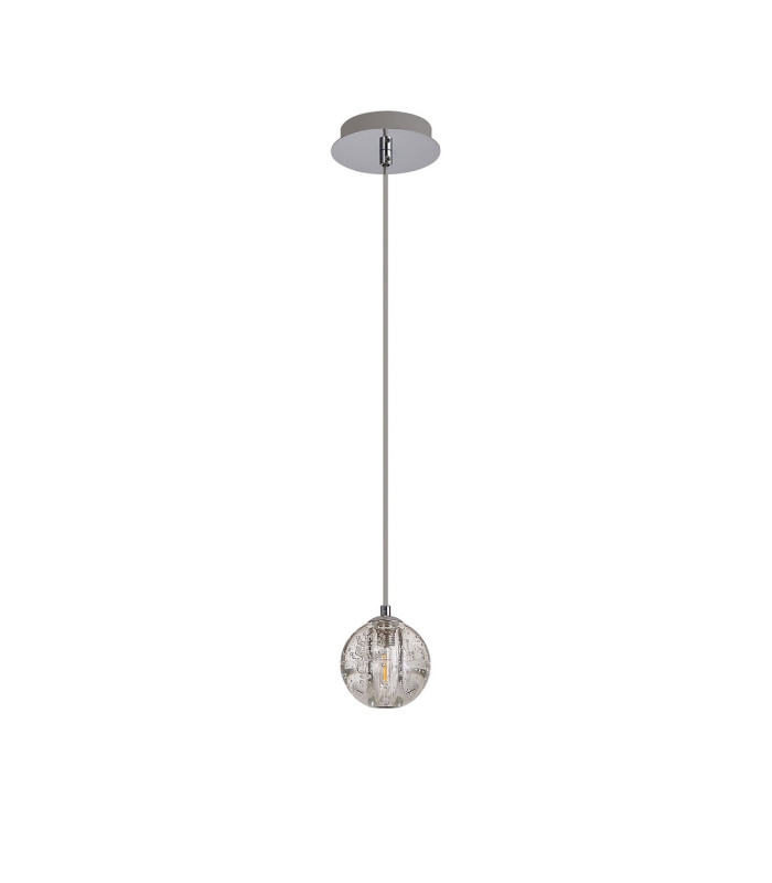 Keene 12cm 1 Light G9 Bubble Glass 2m Single Pendant Polished Chrome / Clear Glass-5