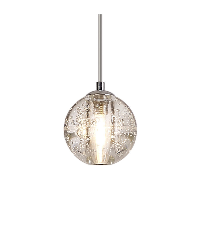 Keene 12cm 1 Light G9 Bubble Glass 2m Single Pendant Polished Chrome / Clear Glass-7