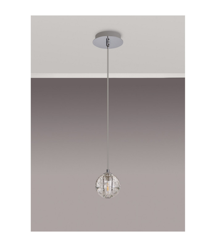 Keene 12cm 1 Light G9 Bubble Glass 2m Single Pendant Polished Chrome / Clear Glass-8