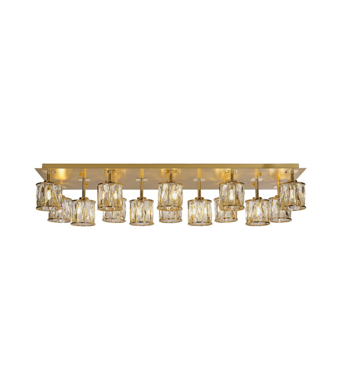 Keene Rectangle 14 Light G9 Flush Light French Gold / Clear Crystal Shade Item Weight: 18.1kg-1