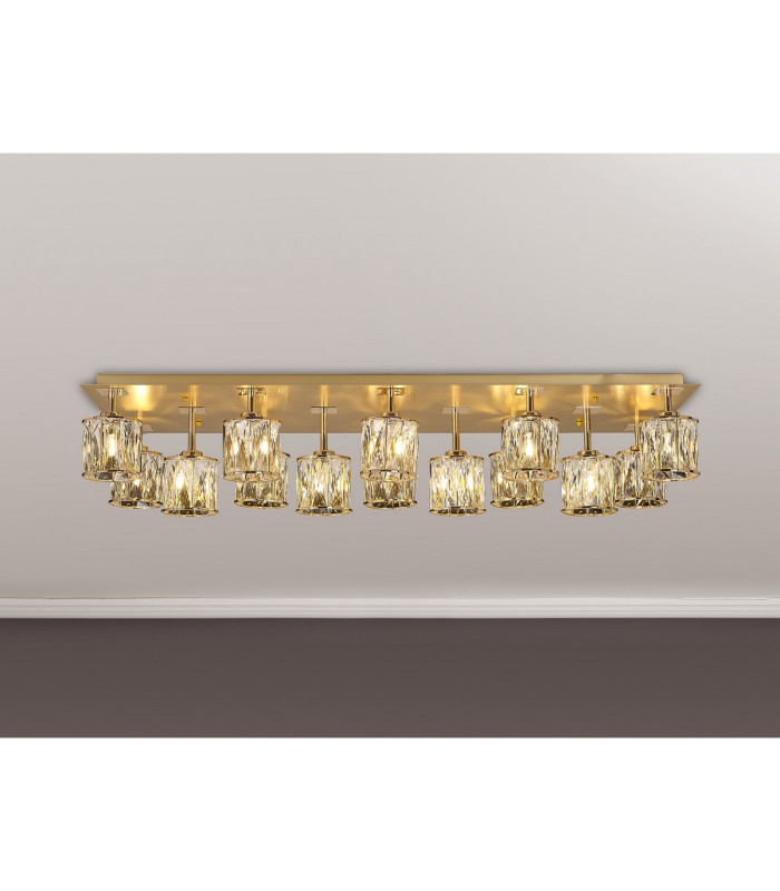 Keene Rectangle 14 Light G9 Flush Light French Gold / Clear Crystal Shade Item Weight: 18.1kg-3