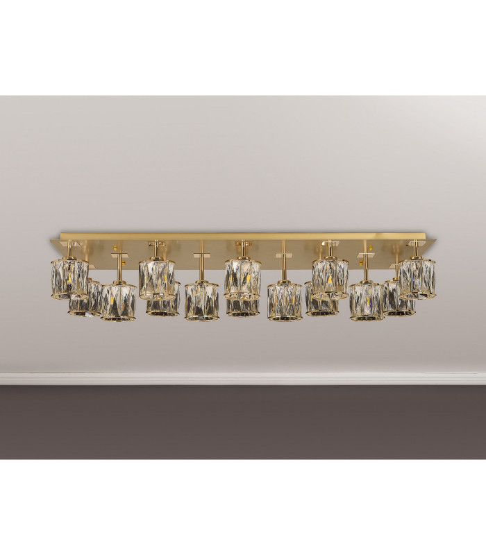 Keene Rectangle 14 Light G9 Flush Light French Gold / Clear Crystal Shade Item Weight: 18.1kg-12