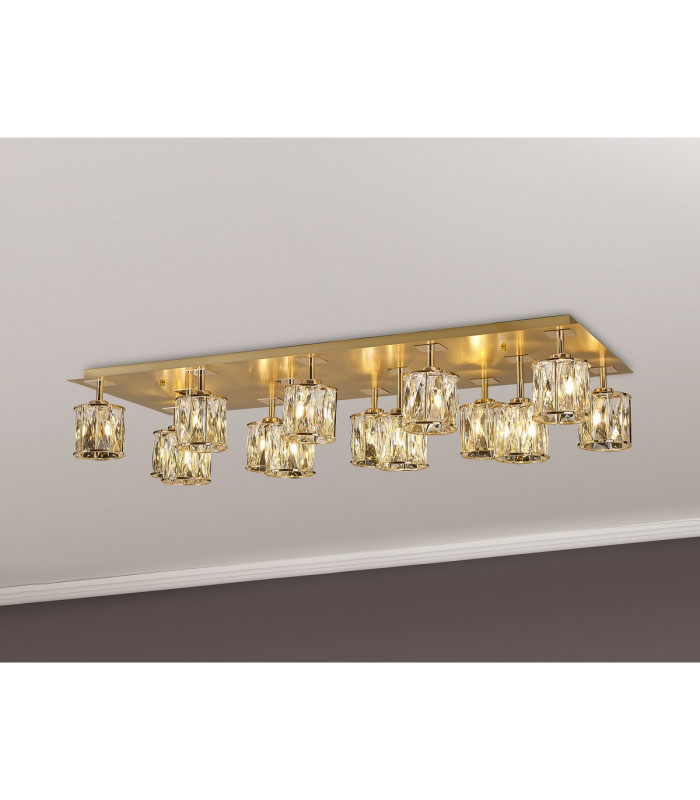 Keene Rectangle 14 Light G9 Flush Light French Gold / Clear Crystal Shade Item Weight: 18.1kg-13