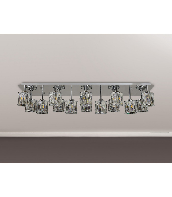 Keene Rectangle 14 Light G9 Flush Light Polished Chrome / Clear Crystal Shade Item Weight: 18.1kg-11