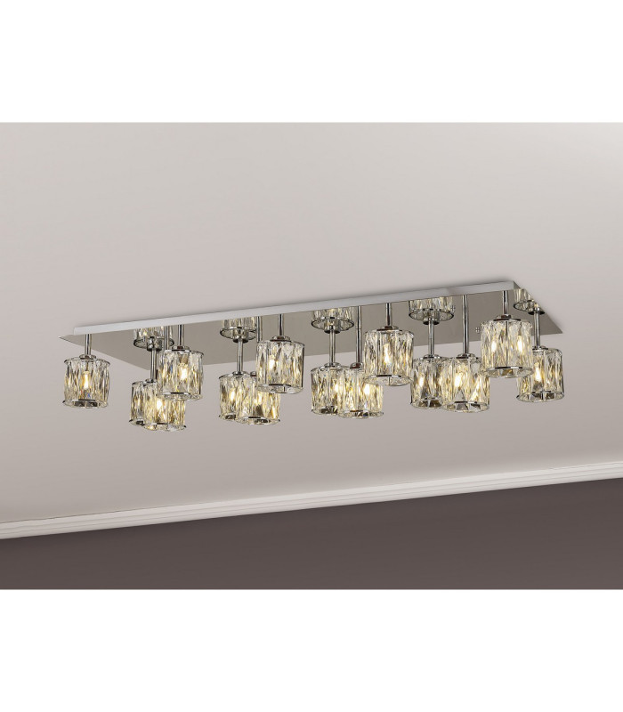 Keene Rectangle 14 Light G9 Flush Light Polished Chrome / Clear Crystal Shade Item Weight: 18.1kg-12