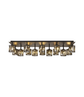 Keene Rectangle 14 Light G9 Flush Light Satin Black / Smoke Crystal Shade Item Weight: 18.1kg-1